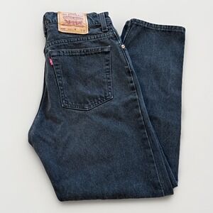 Vintage Levis 550 Jeans Womens 11 Jr 30 x 29 Relaxed Fit Black Denim Tapered Leg